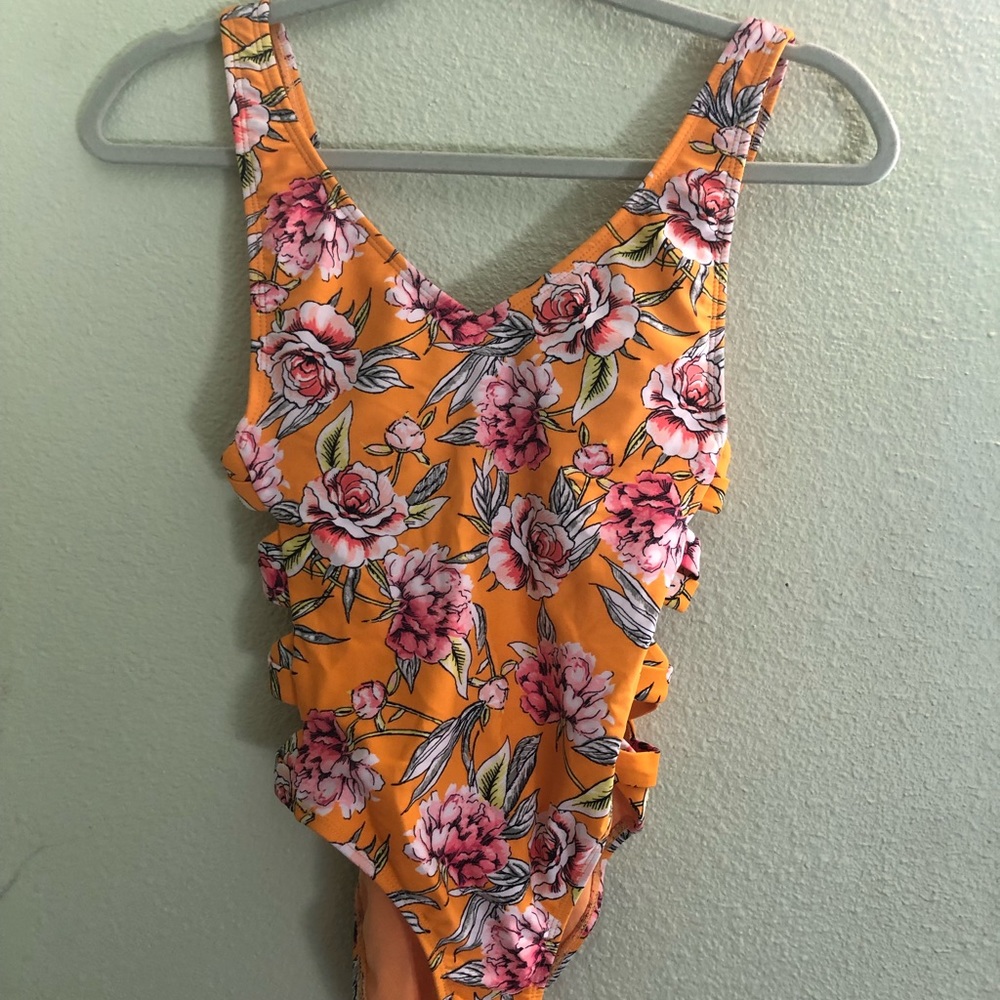 bright floral one piece!